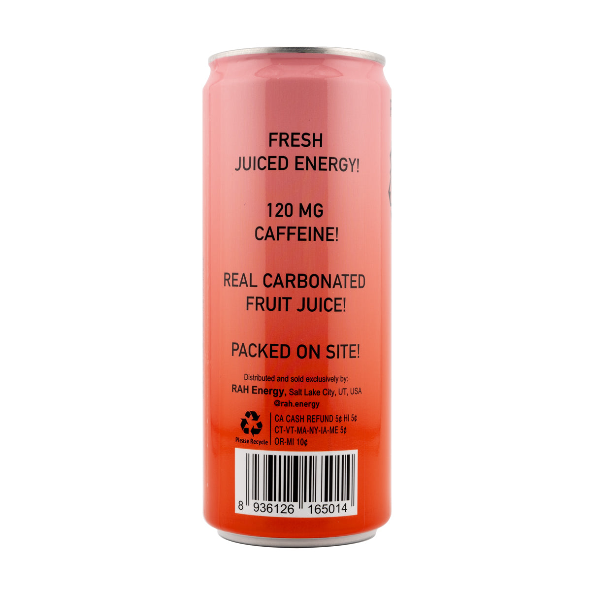 RAH Energy, Passionfruit, Sparkling Juice + Caffeine 10.8fl oz Can (12 Pack)
