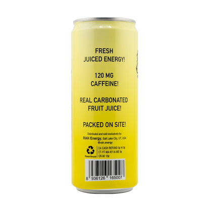 RAH Energy, Yuzu Japanese Citrus Lemon, Sparkling Juice + Caffeine 10.8fl oz Can (12 Pack)